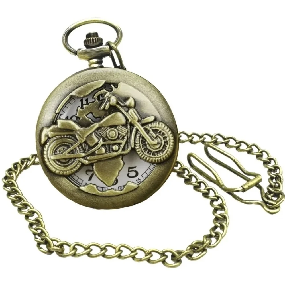 NIB 79003 Invicta Bronze and White Vintage Inspired Motorcycle Pocket Watch